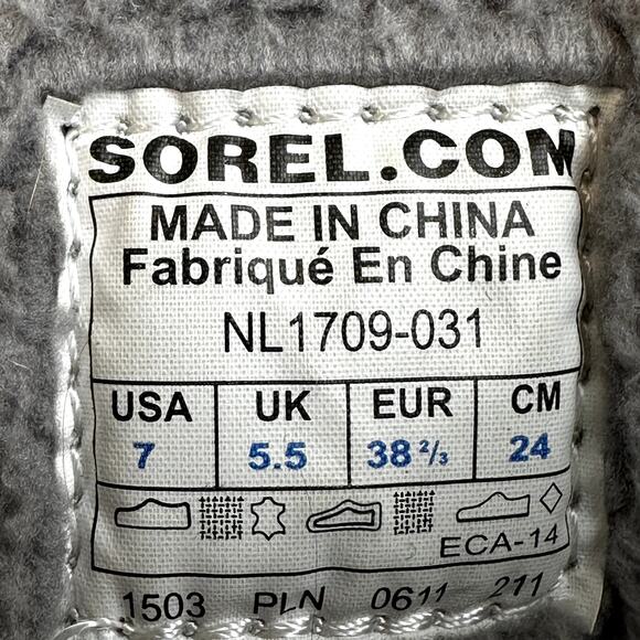 Sorel Norquay Winter Boots Zip Up Mid Calf Round Toe Wool Leather Fleece Gray 7 - Picture 6 of 7